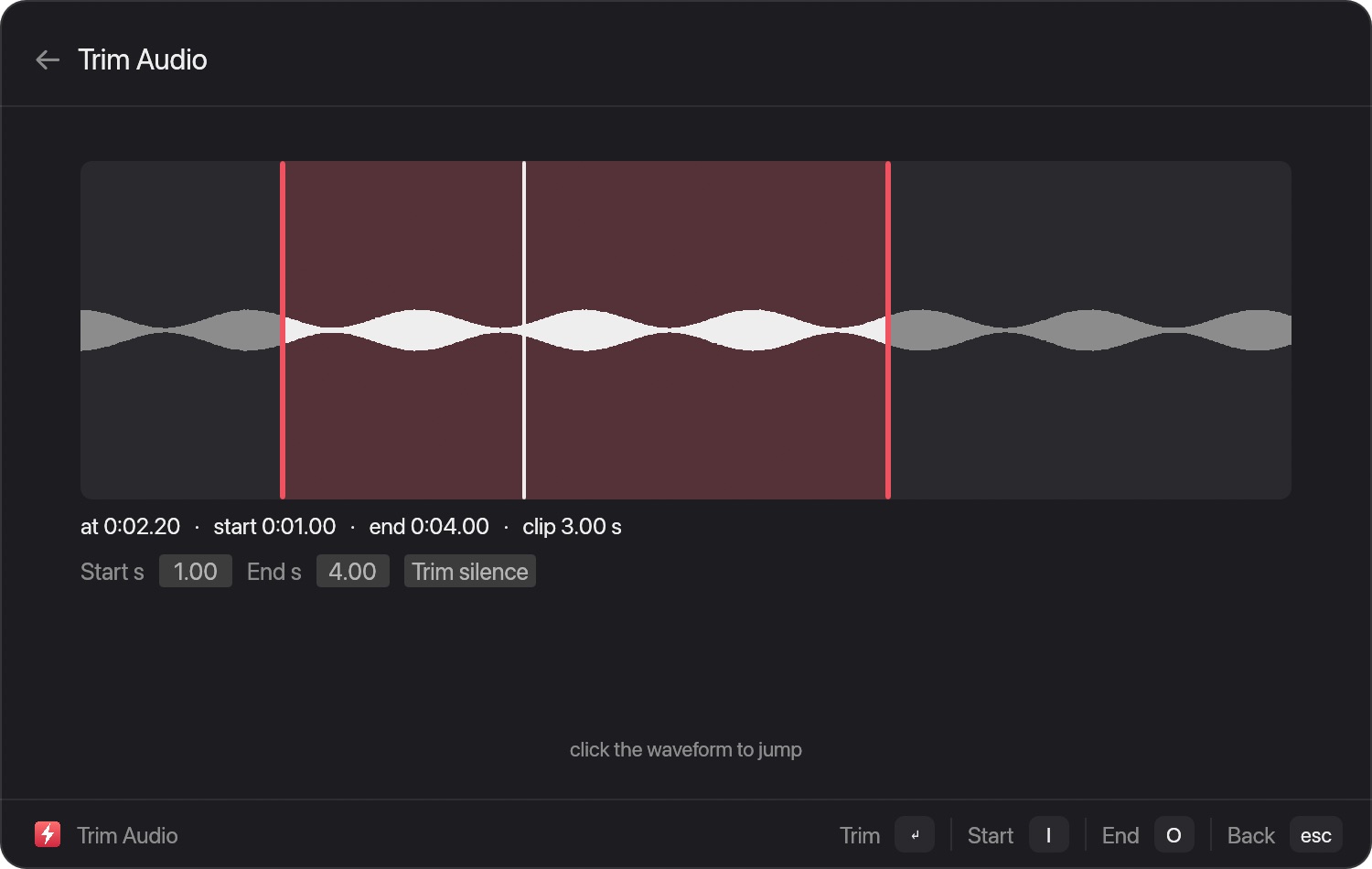 Trim audio window