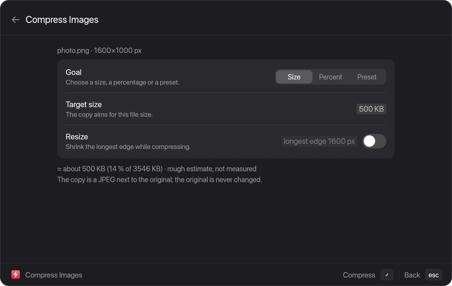 Compress an image or video